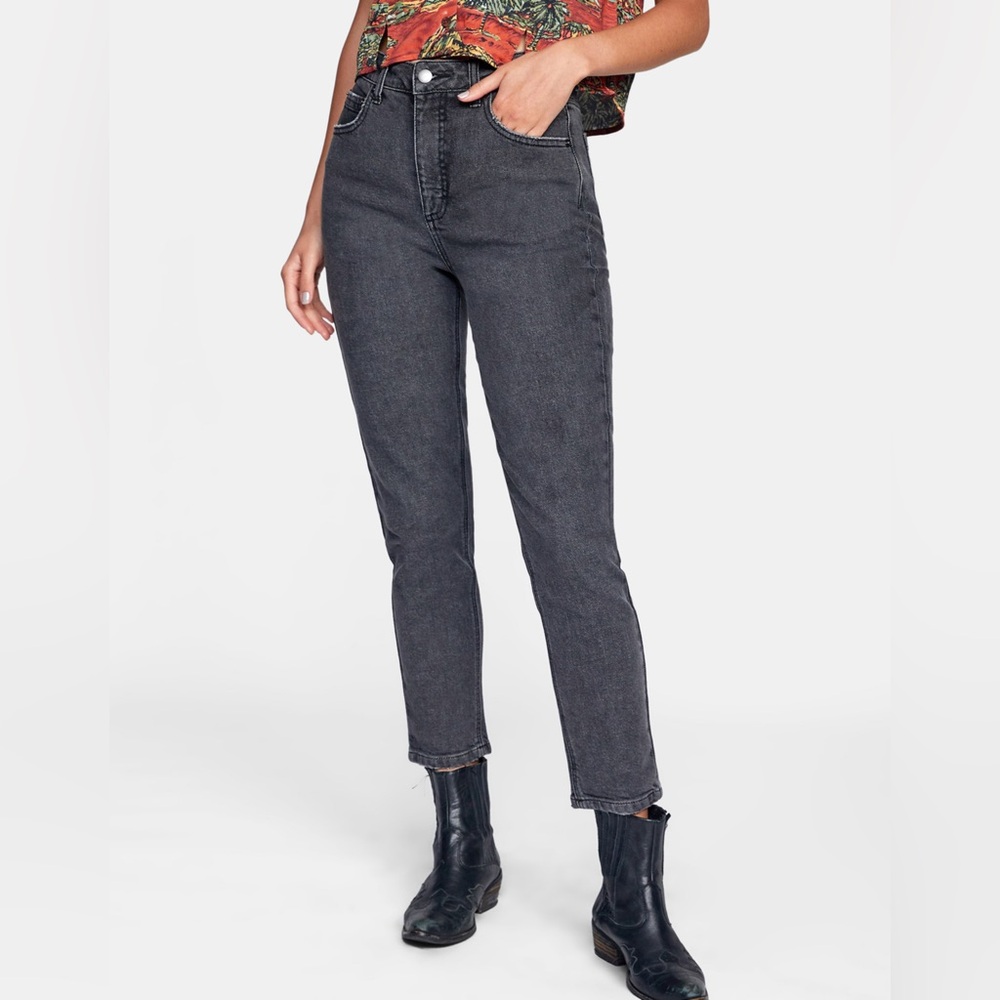 RVCA Stan Dark High Rise 100% Cotton Pants